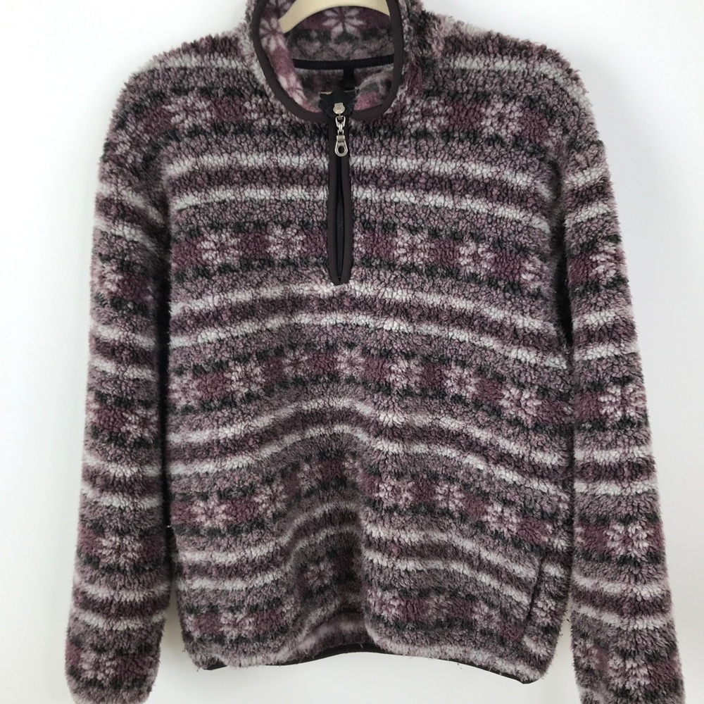 Woolrich Mens L Sherpa Snowflake Half Zip Pullover